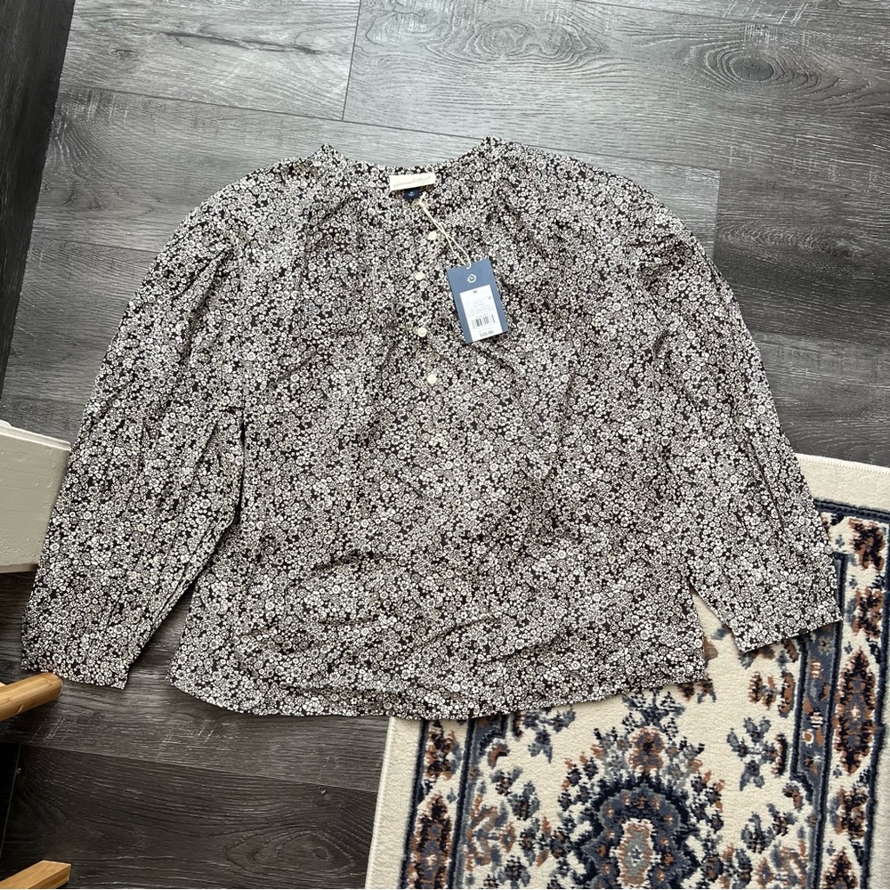 Universal Threads | Black Flora Peasant Blouse Sz M
